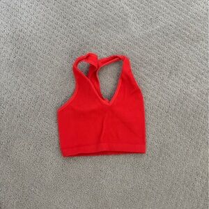Red Ribbed Crop Top